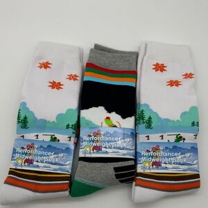(3) Kids Performance Midweight Ski Snow Winter Socks Youth Size Small